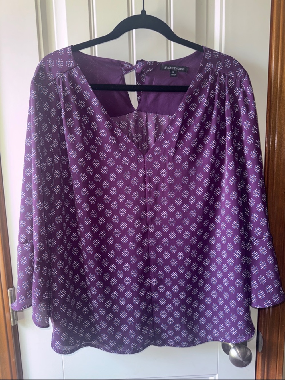 41 Hawthorn Purple Printed Blouse with White Motif